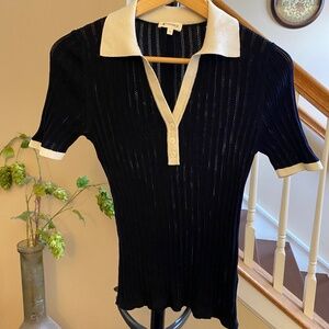 LilySilk Women's 100% Mulberry Silk Ribbed Slim Top Size Medium